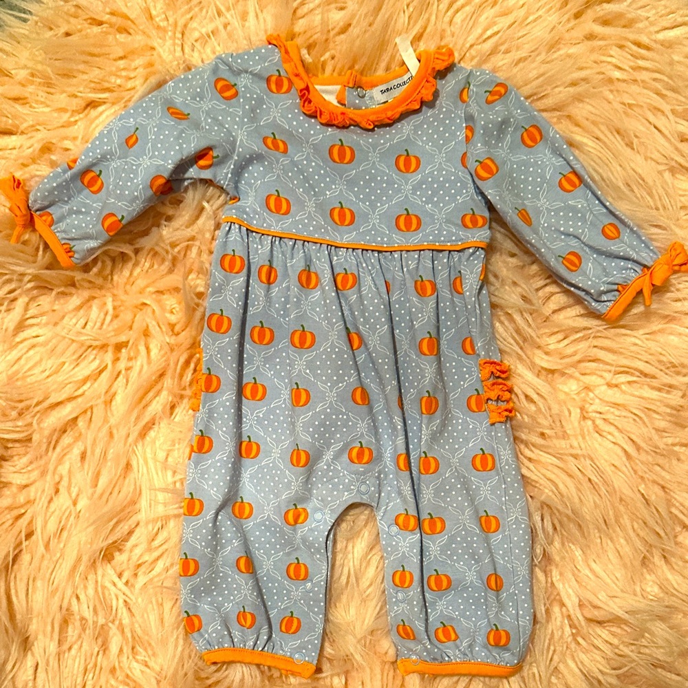 Tara Collections Blue and Orange Pumpkin Kids Footie